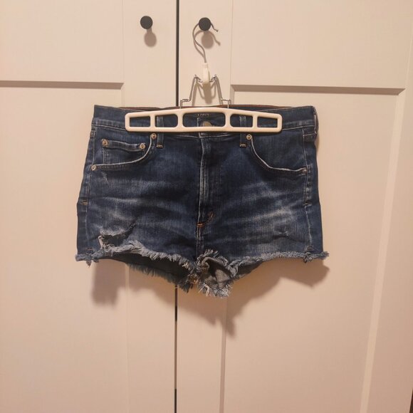 AGOLDE Jaden Distressed High Rise Frayed Denim Shorts Size 30 - Picture 10 of 10